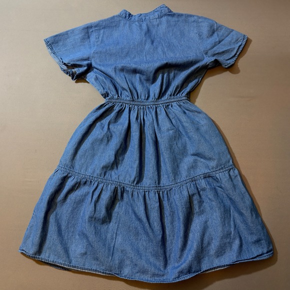 Speed Limit Girls Denim Dress Size 10 Years Blue Button Front Tiered Pockets - Picture 3 of 4